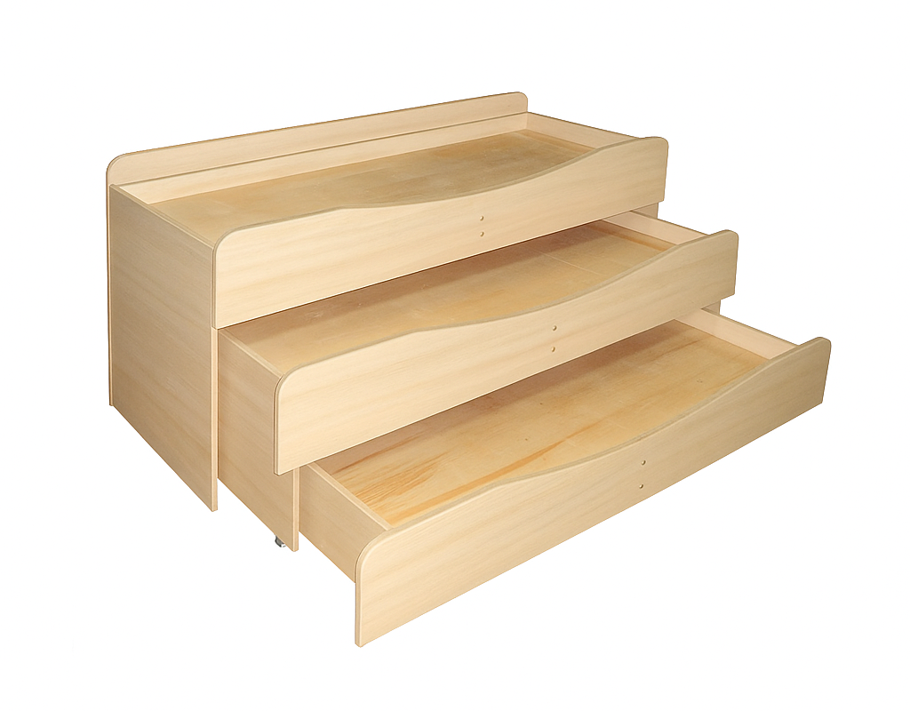 Дитяче ліжко 3-х секційне, ЛЕЛЕКА, 1491х649(1848)х868 мм.